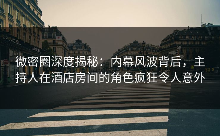 微密圈深度揭秘：内幕风波背后，主持人在酒店房间的角色疯狂令人意外